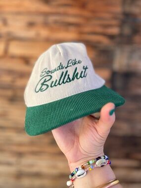 C&C CALIFORNIA | Embroidered 'Sounds Like Bullshit' Two-Tone Cap - Green & Cream